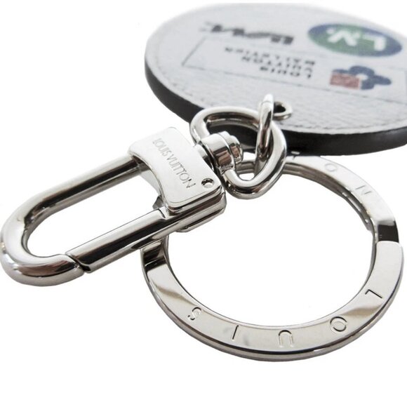 Auth LOUIS VUITTON モノグラム Porte Cles Round Key Ring Light gray - Picture 3 of 8